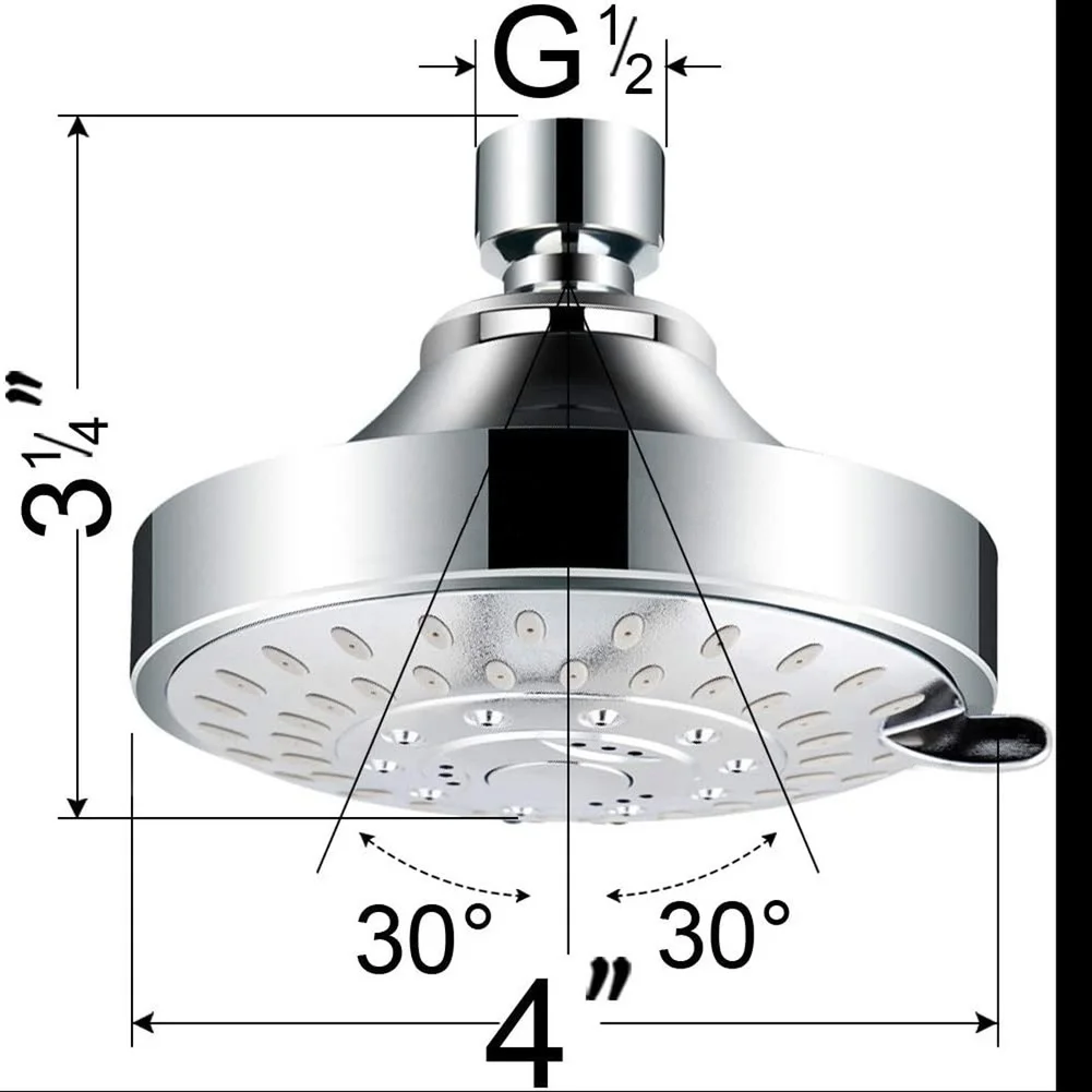 ABS Shower Head with Chrome Coating and 5 Spray Modes Rain Massage Mist Bubble Plus Swivel Connection for Flexible Installation