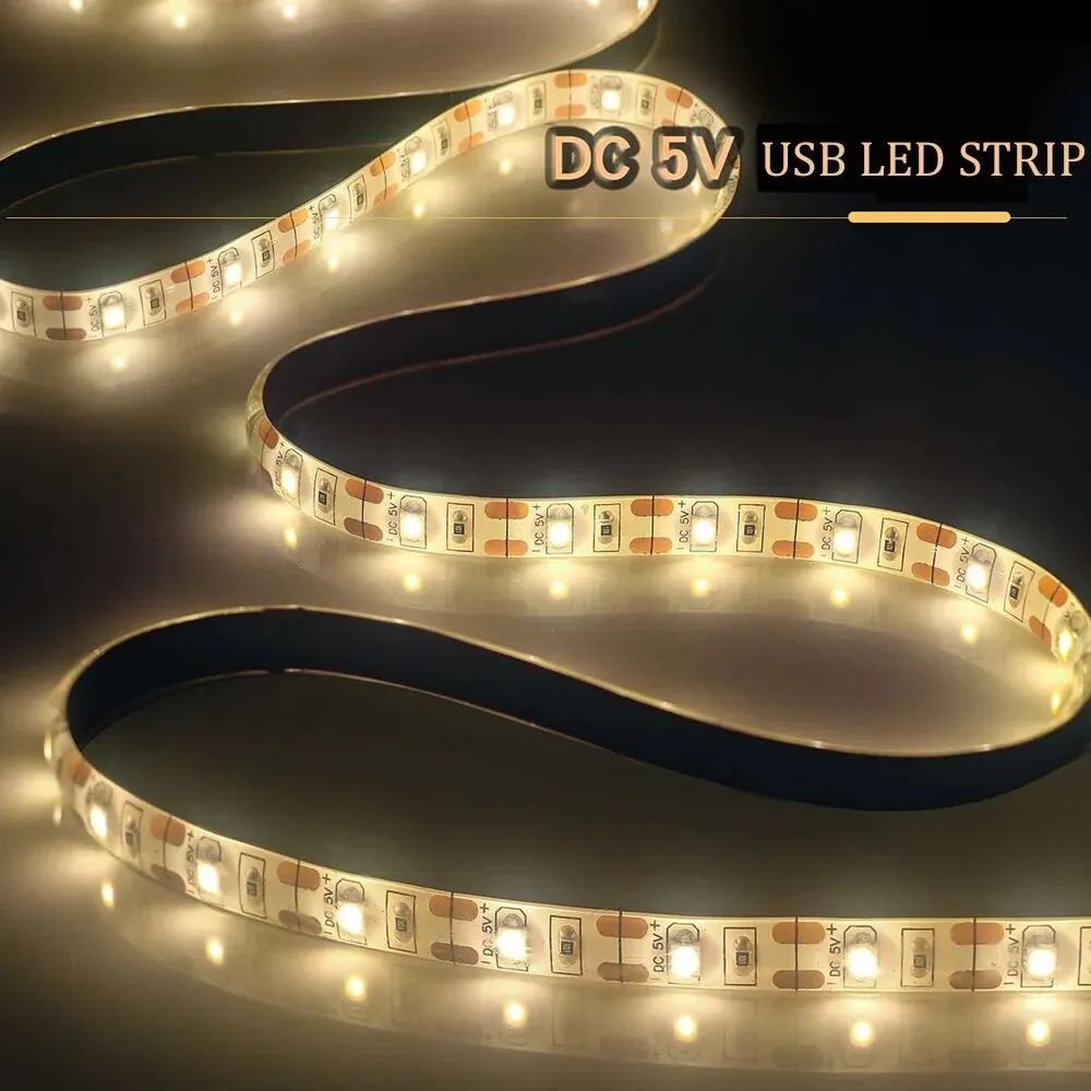 Ciepłe Białe Niebieskie 5V USB Led Strip Lights For Smart TV Backgound Living Gaming Room Bedroom Home Decor Christmas Decoration Lamp