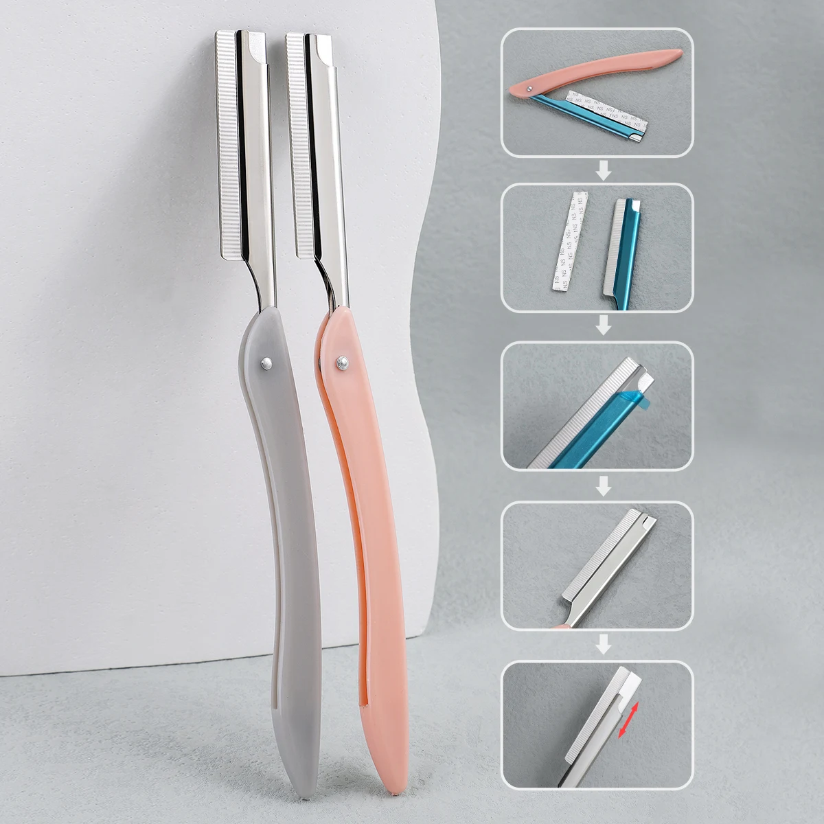 2er-Pack Rasiermesser Augenbrauen-Trimmer, Edelstahl-Haartrimmer, Professioneller Gesichts-Augenbrauenrasierer, nur für Männer und Frauen. – Detail 8