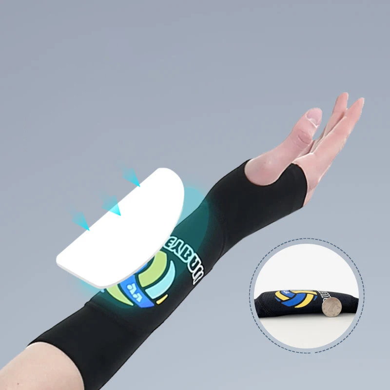 2개/쌍 통기성 배구 팔뚝 보호대 배구 암밴드 팔 보호대 손목 지지대 스펀지 패드 및 엄지 구멍 포함