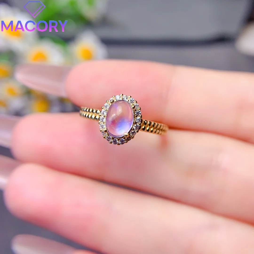 Dating natural moonstone ring 925 sterling silver jewelry certification original engagement female luxury brand replica