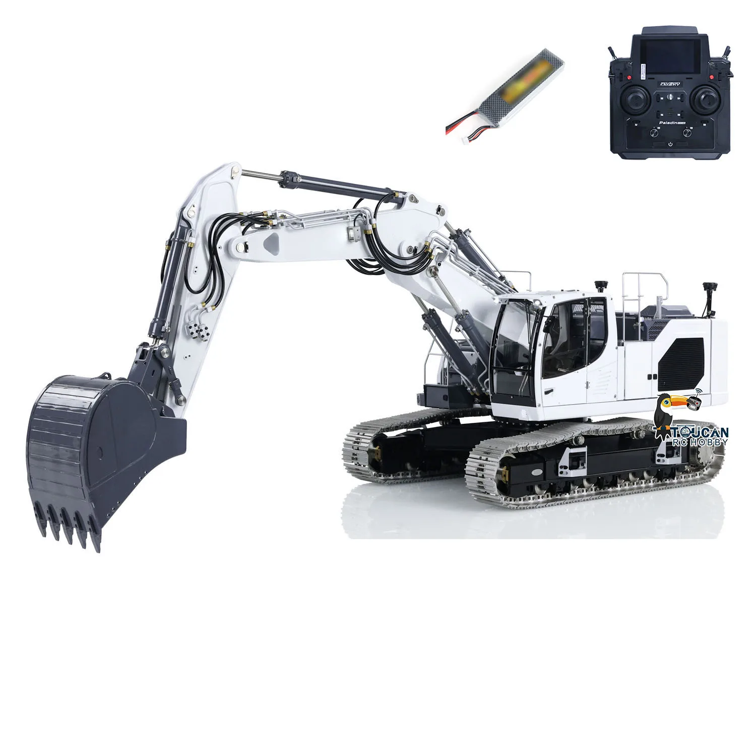 Toys 1/14 LESU Metal Aoue-LR945 RC Hydraulic Digger 3-arm Excavator Model Painted Finished Heavy Machine Light Car Truck Vehicle