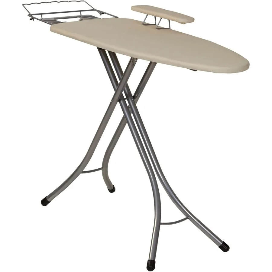 

Wide Mega Ironing Board 4-Leg, Steel Top Pressing Station, Heat-Resistant Fiber Pad and Cotton Cover, Includes Sleeve Board and