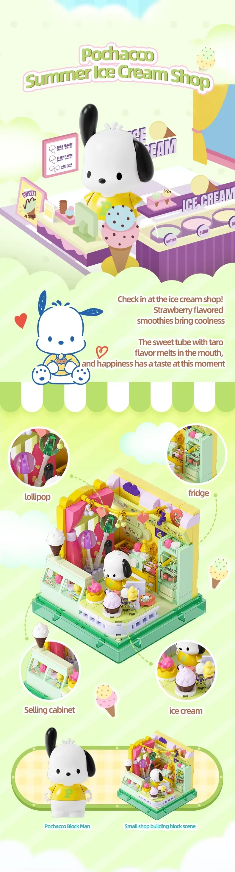 AREA-X Sanrio-Serie Architekturmodell-Bausteine MOC Straßenansicht-Spielzeug Kuromi Hellokitty Heimdekoration Geburtstagsgeschenke – Detail 7