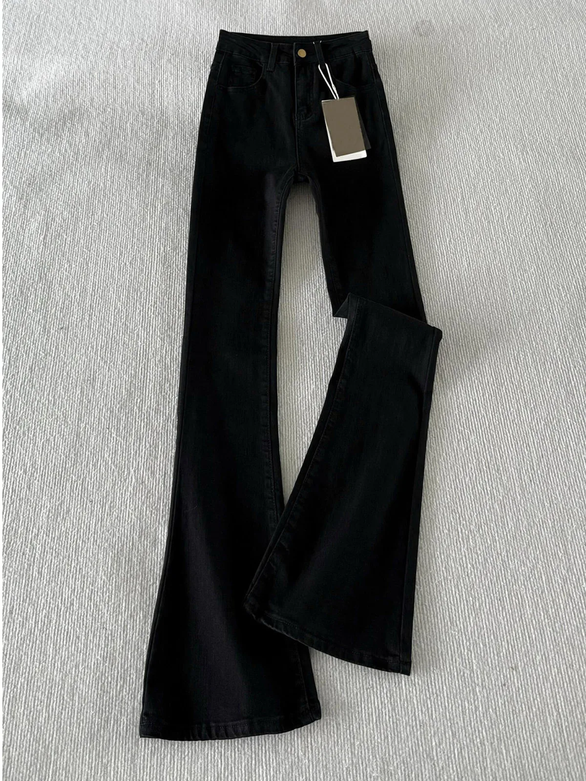 Black Straight Leg Jeans Men's Slim Fit Basic Straight Tube Pants High Waist Zipper Closure Casual Summer Jeans for Teens