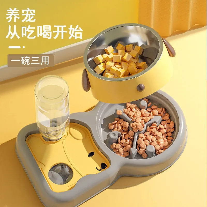 Cat Bowl, Double Bowl, Automatic Drinking Water Protection, Cervical Vertebra, Dog Bowl, Food Bowl, Anti-overturning Dog Bowl