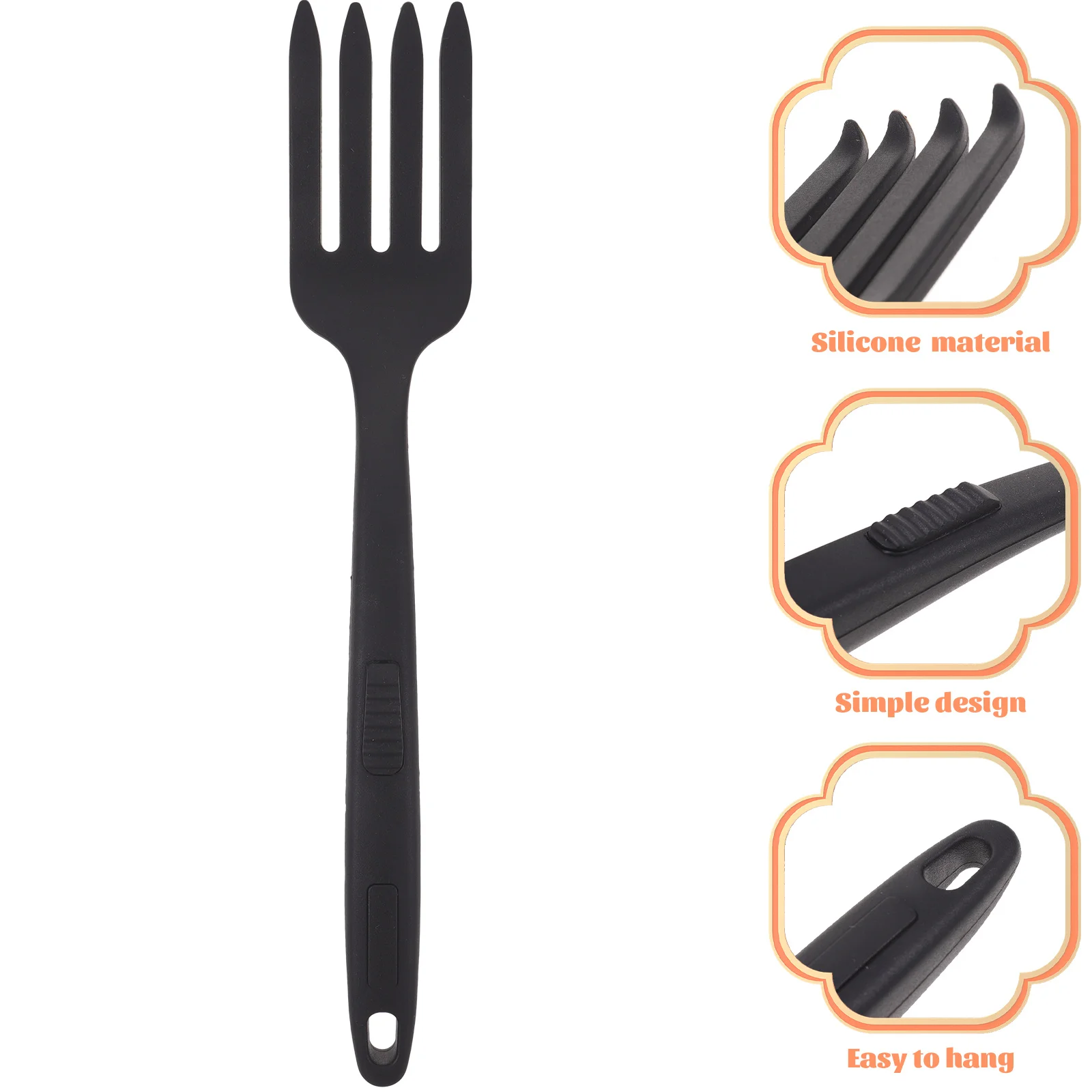 

Serving Utensils Silicone Cooking Fork Kitchen Tools Food Noodle Spoon Spaghetti Pasta Tong Black
