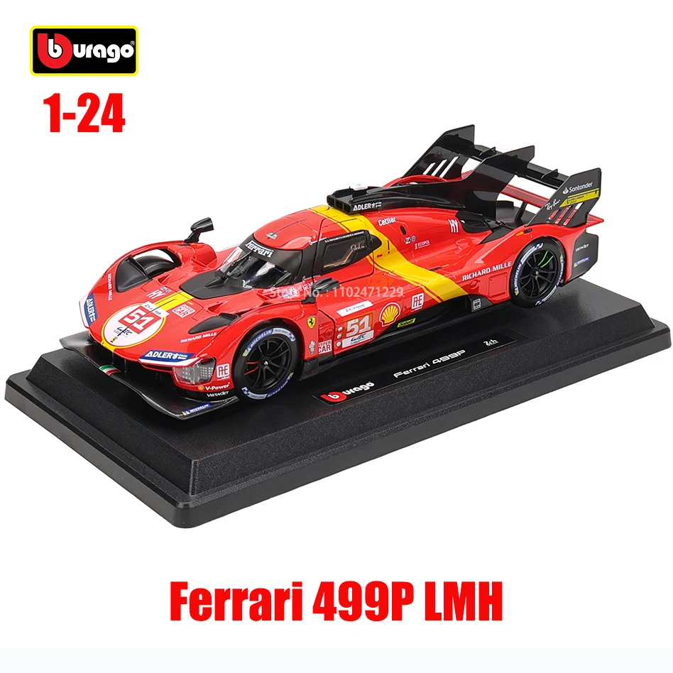 Bburago-Carro Ferrari Diecast Modelo Brinquedo, Veículo De Luxo Liga, Presente De Coleção, 499P LMH FORMULA Corrida, 488, 250GTO FXXK 458, 1:24