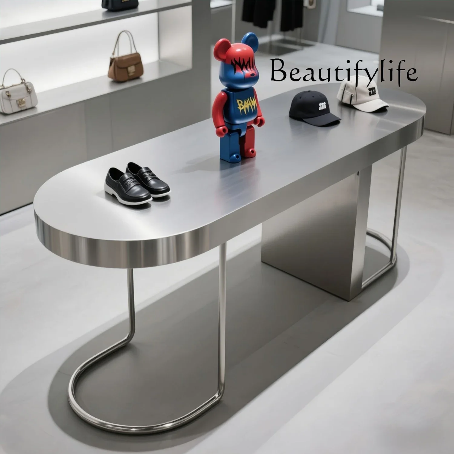 

BJ Clothing Store Nakajima Table, Running Water Table, Shoe Bag Jewelry Display Table, Stainless Steel Creative Product Display