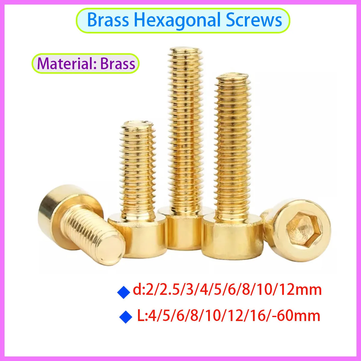 

Pure Brass Hexagonal Cylindrical Head Screw Hexagonal Head Bolt