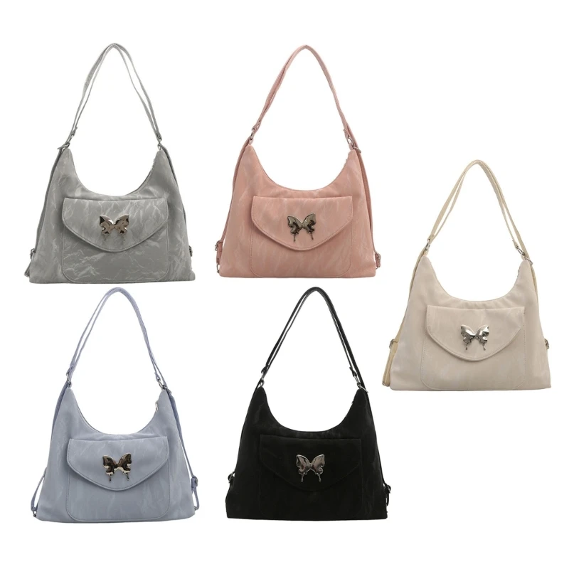 Bolso hombro multiusos con diseño mariposa estética, mochila con cremallera capacidad, bolso con correa ajustable