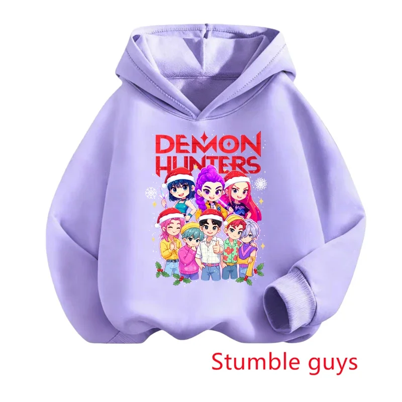 เสื้อสเวตเชิ้ตเด็กผู้หญิงลาย Kpop Demon Hunters สำหรับเด็กอายุ 3-12 ปี ฤดูใบไม้ร่วง ฤดูหนาว คริสต์มาส อุ่น นุ่ม พิมพ์ลายกวาง สวมใส่สบาย ​