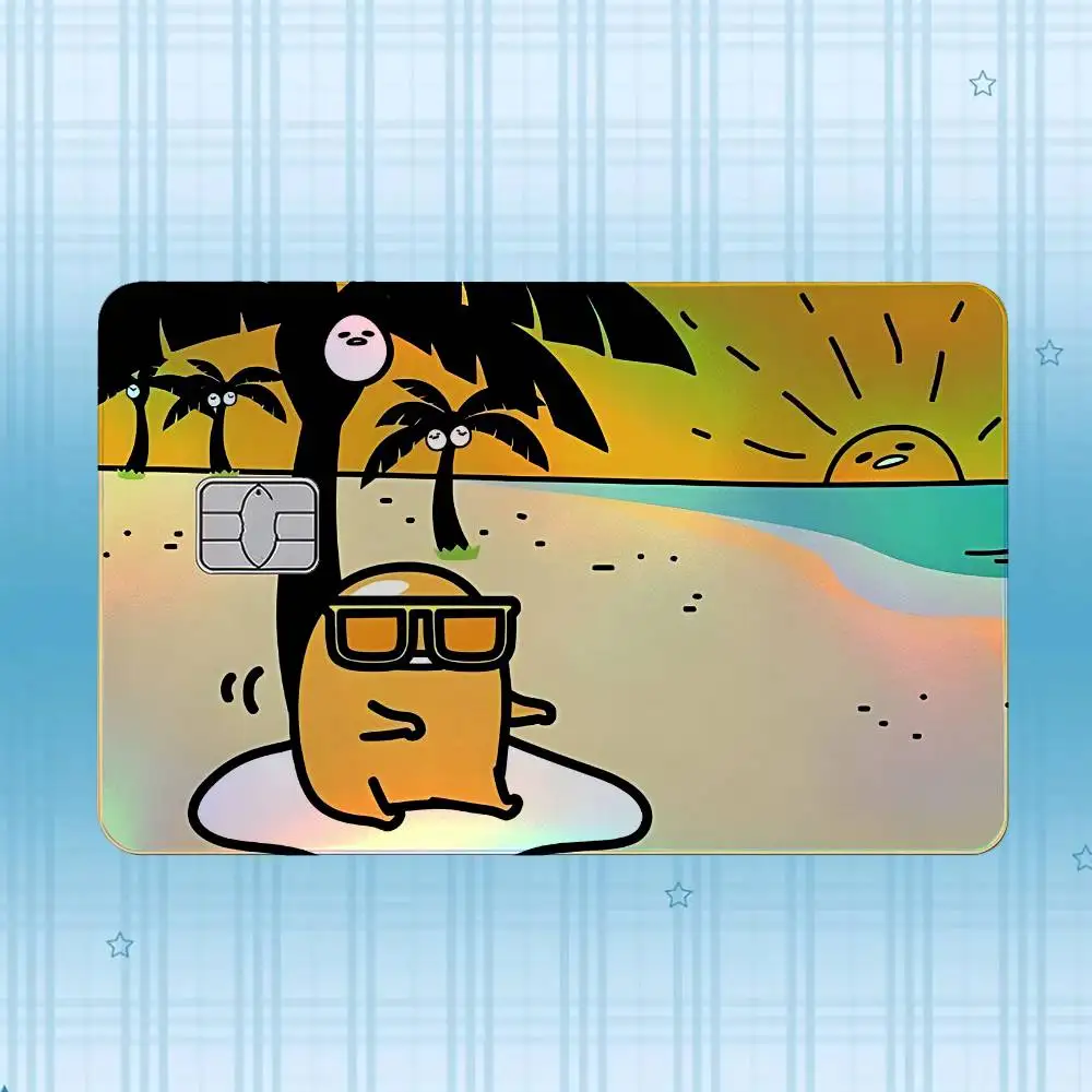 G-Gudetama Laser-Hologramm-Karten-Skin-Aufkleber für Kredit- und Debitkarten – 4 Stück/Set, wasserfester, kratzfester Schutz – Detail 4