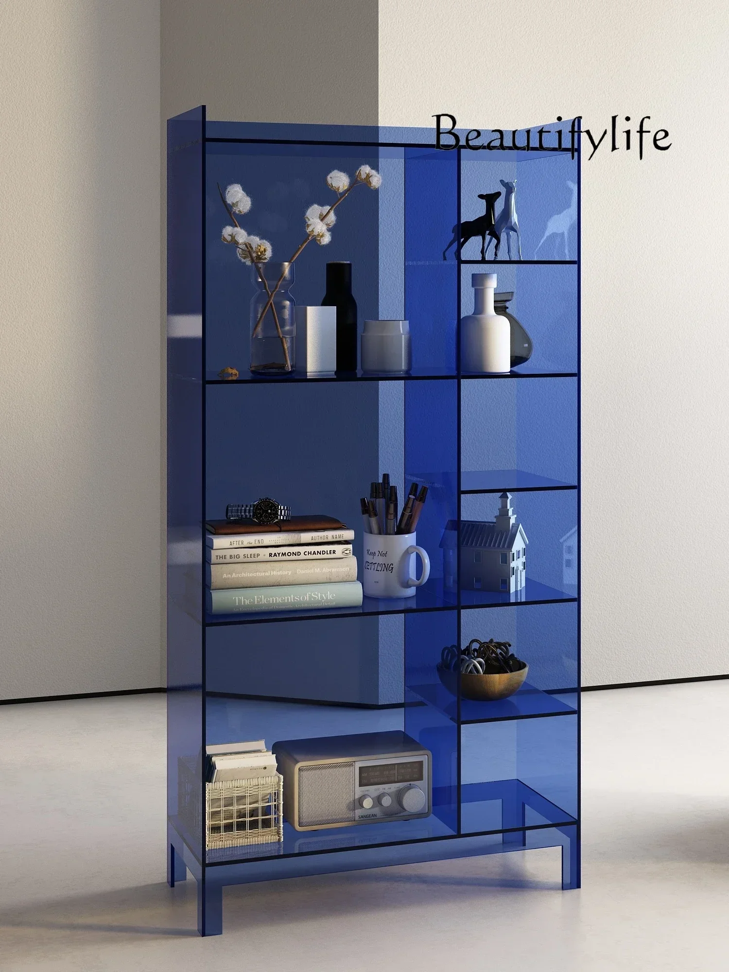 BJ BJ Acrylic Bookshelf Floor-to-ceiling Multi-layer Shelf Reading Bookcase Display Rack Living Room Storage Display Rack