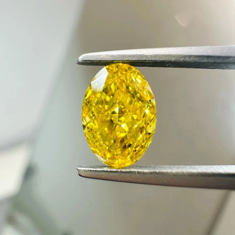 Premium Wholesale Lab Created Yellow Diamonds 05ct 06ct 07ct 08ct 09ct 1ct HPHT CVD Grown DEF VVS VS Oval Cut Loose Stones