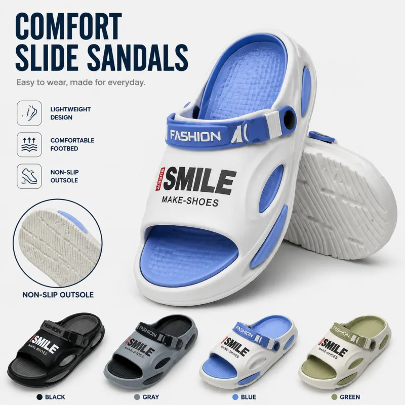 Outdoor Clog Sandals Non Slip Thick Sole Breathable Summer Beach Pool Slides Lightweight Quick Dry Men Wear