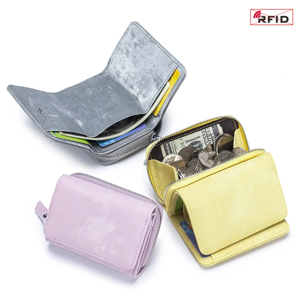 

New Women Leather Wallet RFID ID Credit Bank Business Card Holder Cowhide Coin Purse Bags Clutch Slim Pocket Wallets for Women