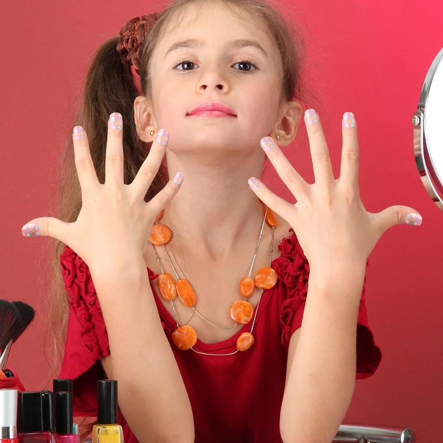 120 peças imprensa em unhas falsas unhas artificiais meninas capa completa curto unhas falsas para meninas design decoração doce menina