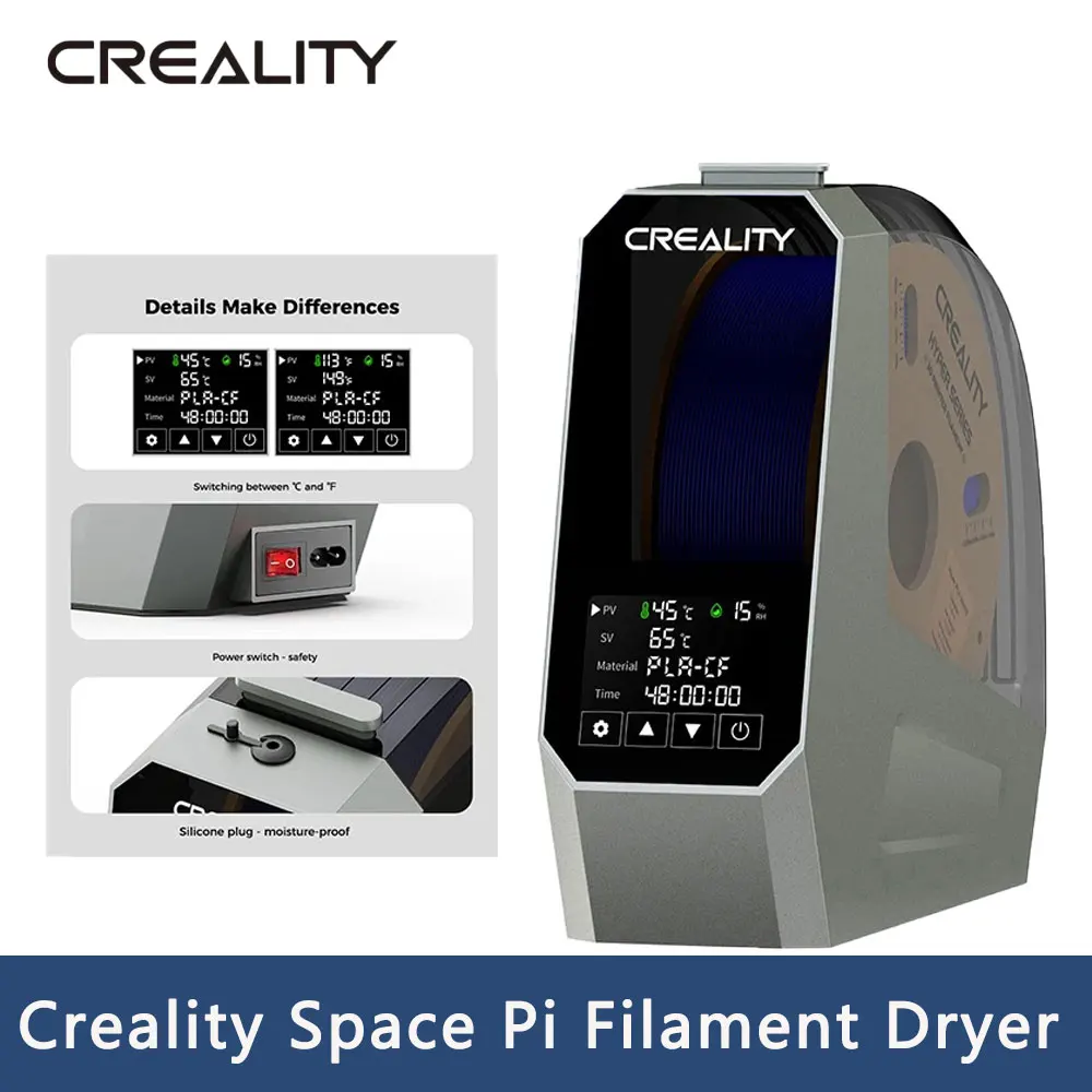 

Creality 3D Printer Space π Filament Dryer Box Upgraded Filament Storage Dehydrator Adjustable Temperature 45℃-70℃ Heating 0-48h