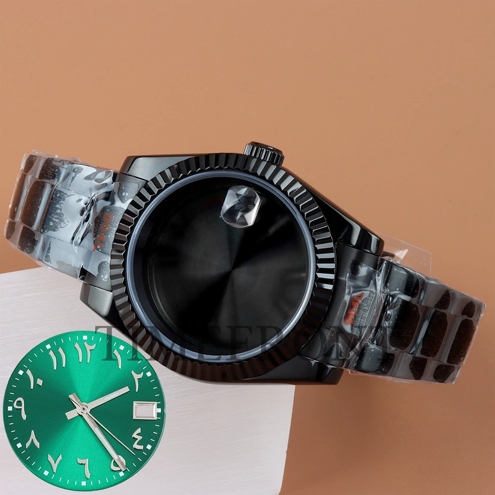 

NH35 39MM 36MM Black Watch Case With Dial Hand Presidential/Jubilee/Oyster Bracelet Fit NH35 NH36 Movement 316L Steel Watch Part