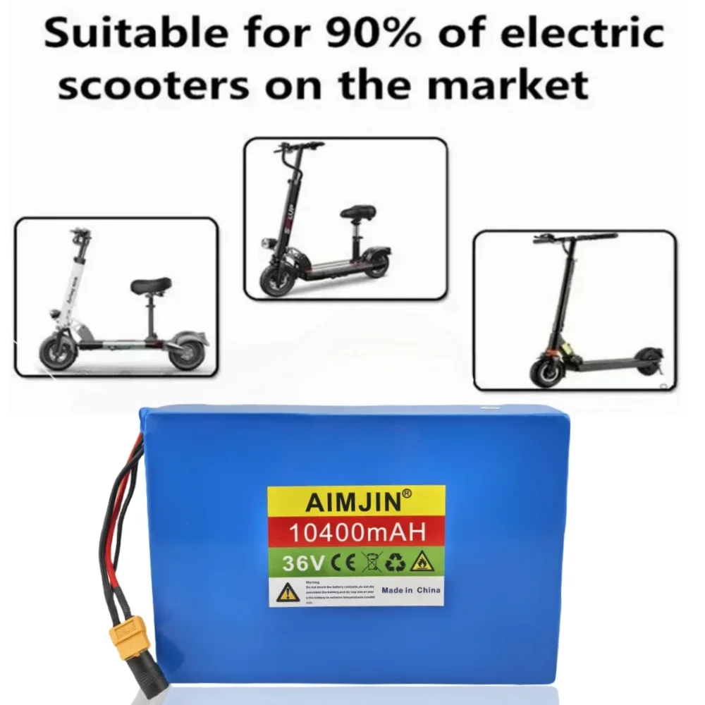 36V 10400mAh 10S4P Lithium-ion Battery Pack Suitable for Bicycles, Cars, and Electric Scooters,with Built-in BMS