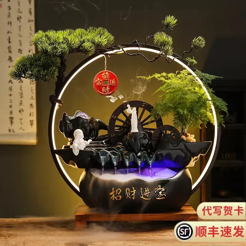 

New Chinese flowing water , fountain ornaments, circulating water, living room, office tabletop decoration, housewarming