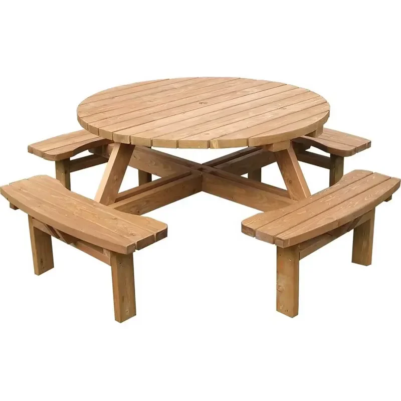 for 8 Seat Luxury Commercial Round Wooden Bar Fixed Restaurant Terrace Cafe Reception Bar