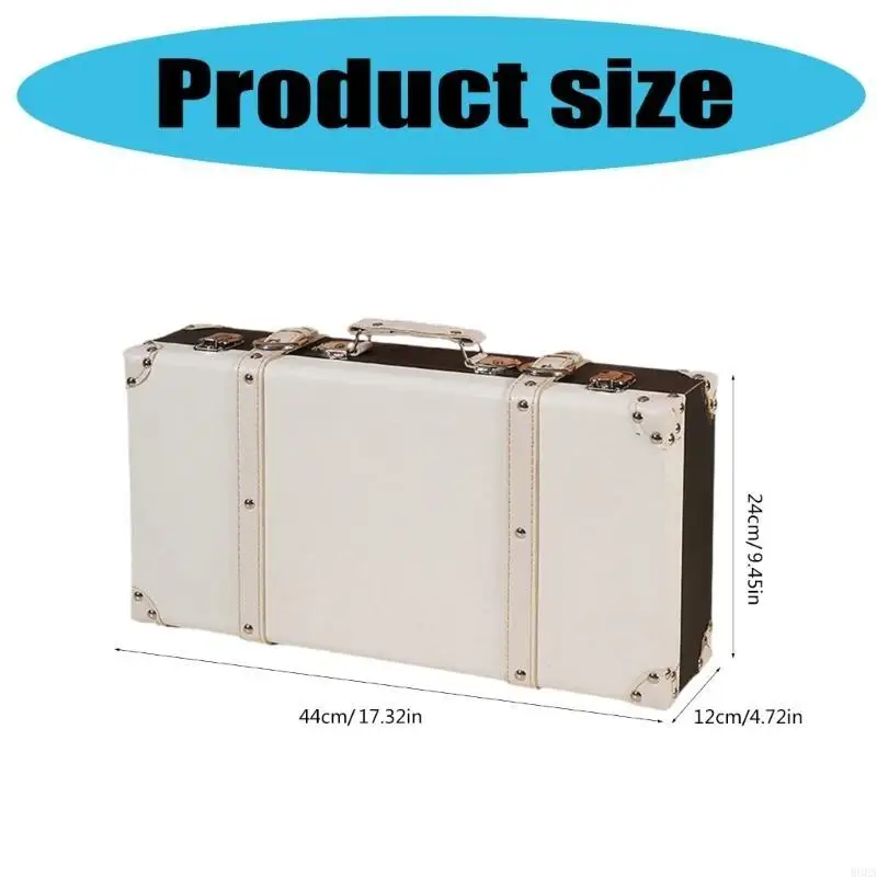

W8EA Retro Suitcase Box Lightweight Handle Perfect for Decors and Short Travels