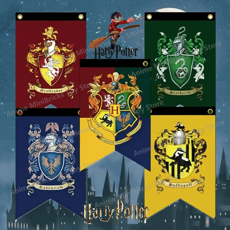 30*50cm Harries Potters Hogwarts Magic School  Flag Party Decorations Action Figure Ambiance Hanging Painting Banners Toys