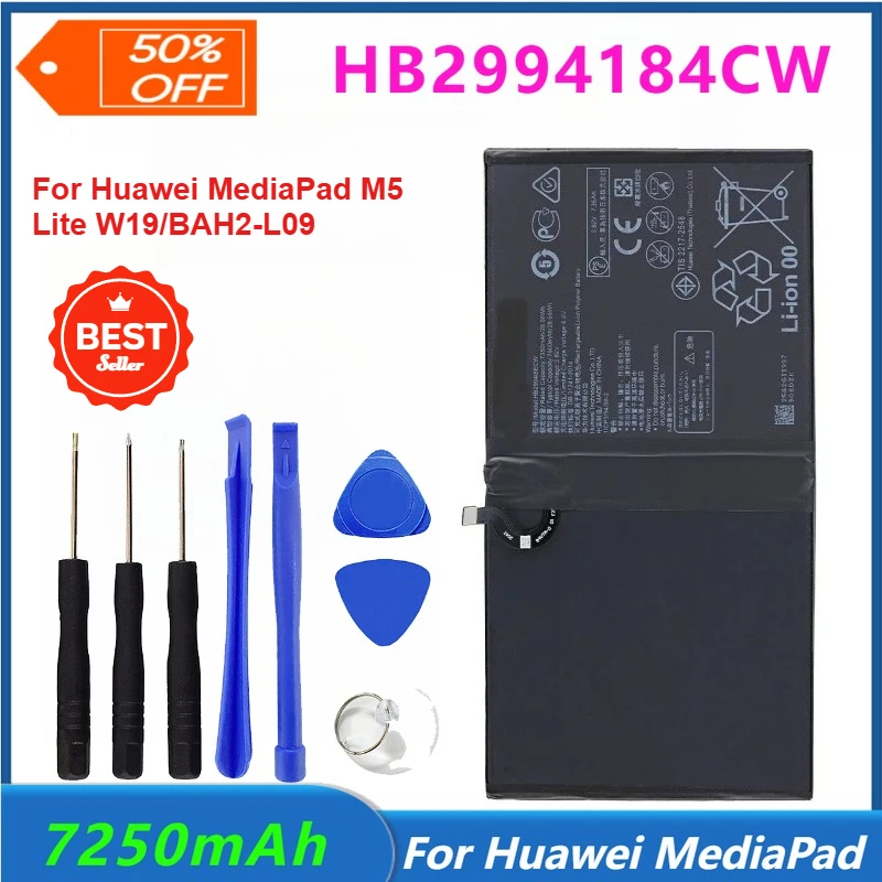 HB299418ECW 7250mAh Tablet Phone Battery for Huawei MediaPad M6 10.8 M5 LITE M5 10 M5 10pro +Tools