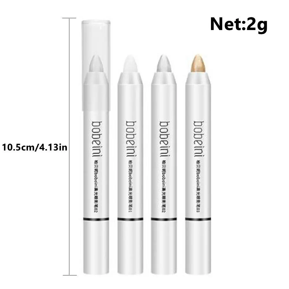 قلم ظلال عيون هايلايت، عصا ظلال عيون تدوم طويلاً، أبيض لامع، هايلايتر حريري متعدد الاستخدامات، أبيض غير لامع