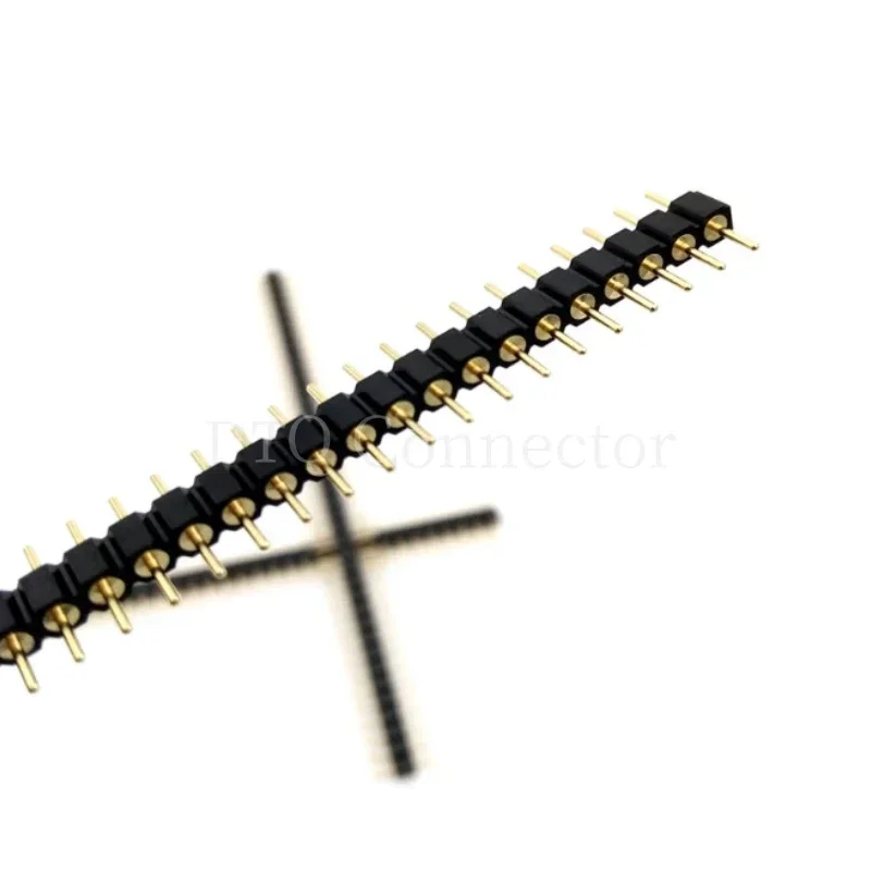 100pcs Gold Plated 2.54mm Pitch 40 Male Round 1x40 Pin Single Row Straight Header Strip 2.54mm Pitch 40-Pin