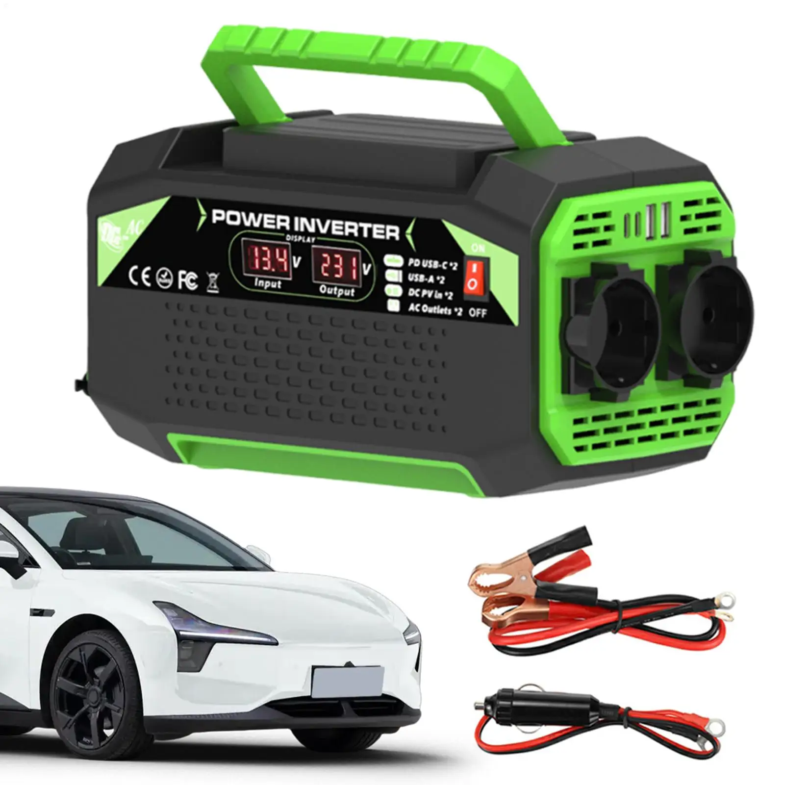 

Voltage Inverter 300W Car Outlet Adapter With USB Ports Digital Display Charger With 2 Sockets 4 USB Ports Plug Outlet For