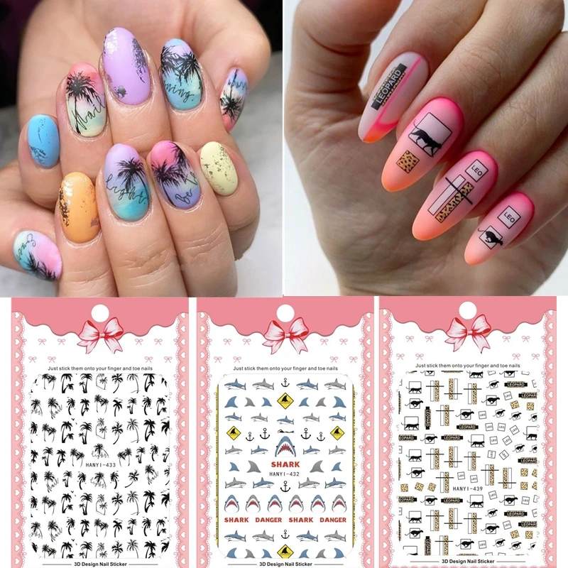 

1pc Summer Series Coconut Slider for Nail Art Decorations Sticker Adhesive Transfer Decal Flower Leaves Girl Manicure DIY Tips