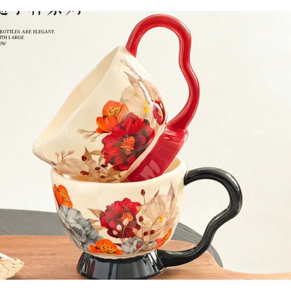 Light Luxury Style Ceramic Mug Afternoon Tea Coffee Office Home Drinking Water Couple Cup Souvenir