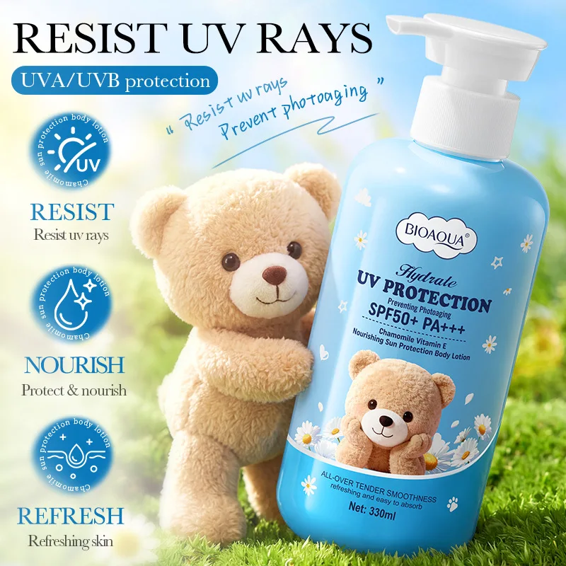 SPF50+ PA+++ Sunscreen Body Lotion 330ml - Hydrating & Brightening for All Skin Types | BIOAQUA UV Protection Moisturizer