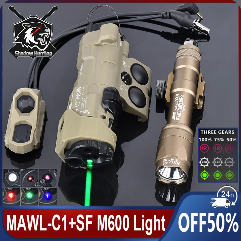 

Airsoft MAWL-C1 Red Green Blue Dot IR Laser MAWL LED Weapon Light SF M600C Hunting Tactical FlashLight Accessories With Switch