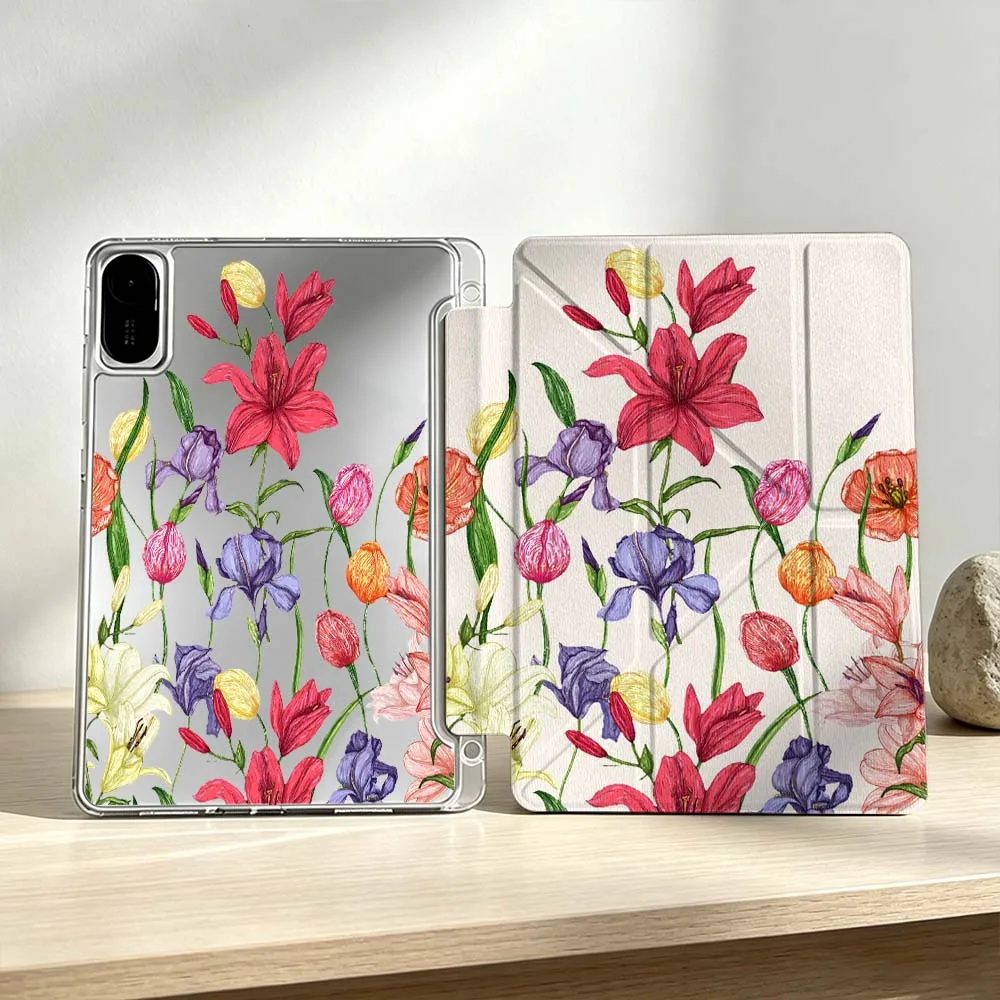 

Colorful Floral Pattern For Xiaomi Mi Pad 8 7 6 5 Pro Redmi Pad SE 2 Poco Pad Foldable 3Y Tablet Case Soft