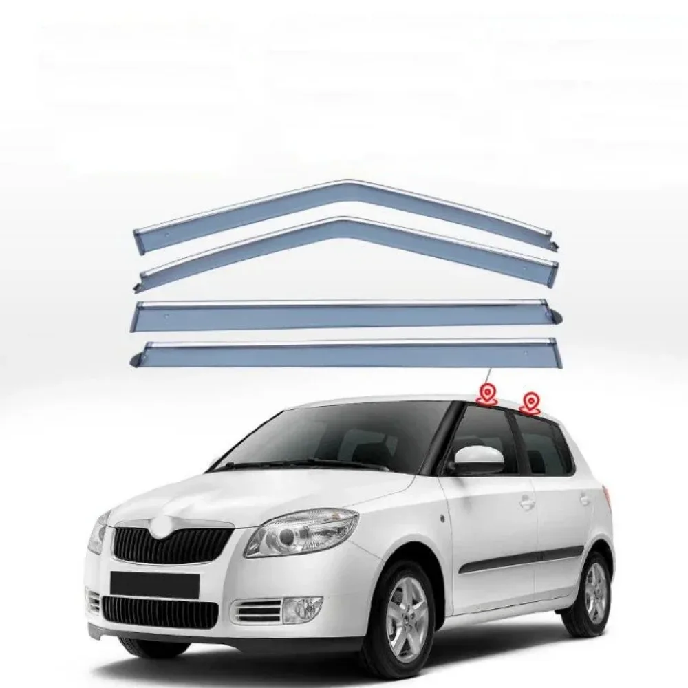 Window Visor Rain Exterior Part Body Kit Accessories For Skoda Fabia 2006 2007 2008 2009 2010 2011 2012 2013 -2021