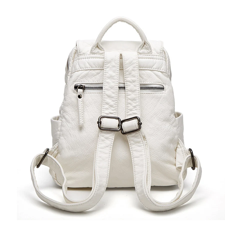 Pu Leather Flip Backpack Women's Travel Bag Fashion Women's Fashion School Bag Tide Casual Fashion Soft Leather Shoulder Bag ﻿