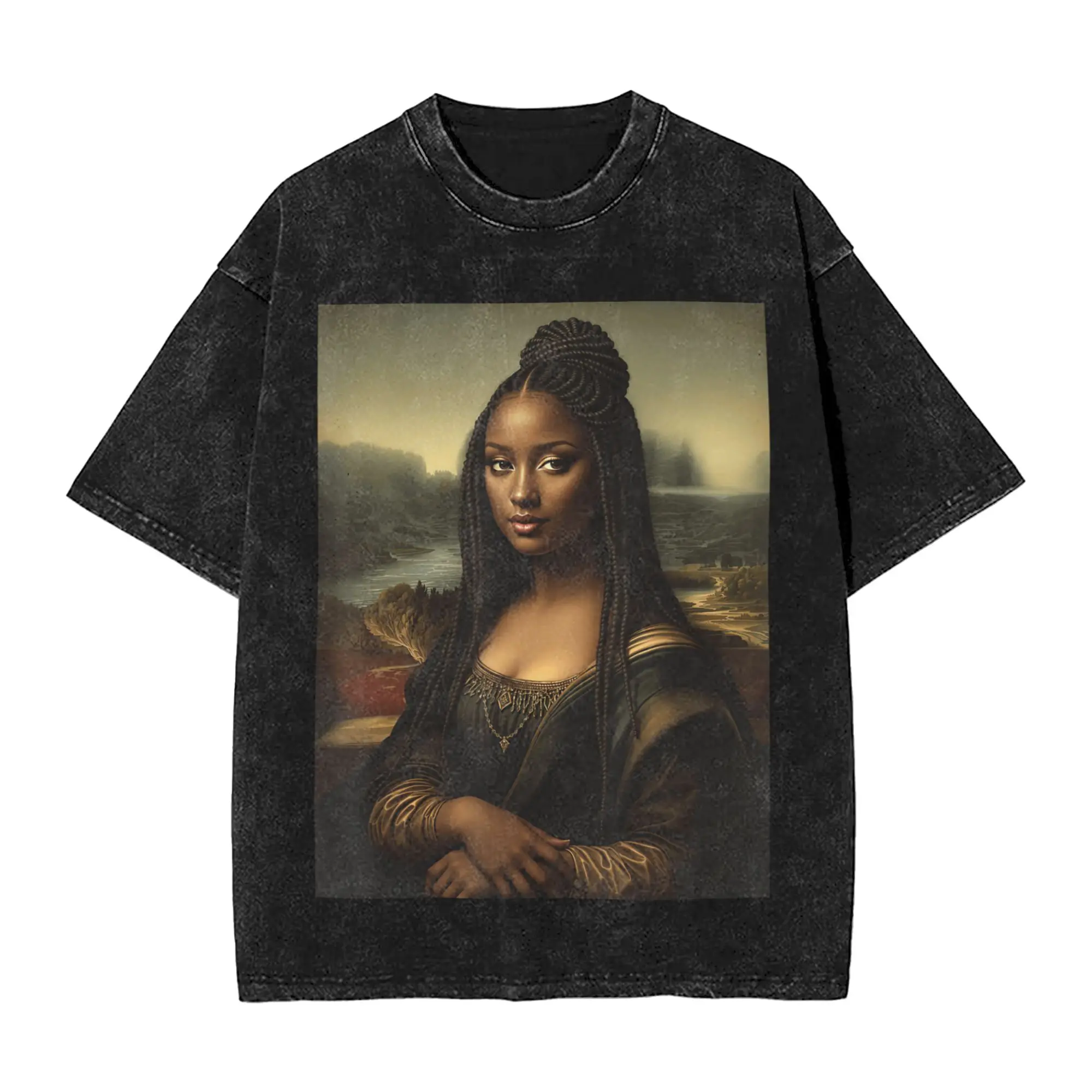 Black Mona Lisa African American Black History Month Funny T-Shirt Men Streetwear Cotton T Shirts Beach O Neck Fashion Tee Shirt