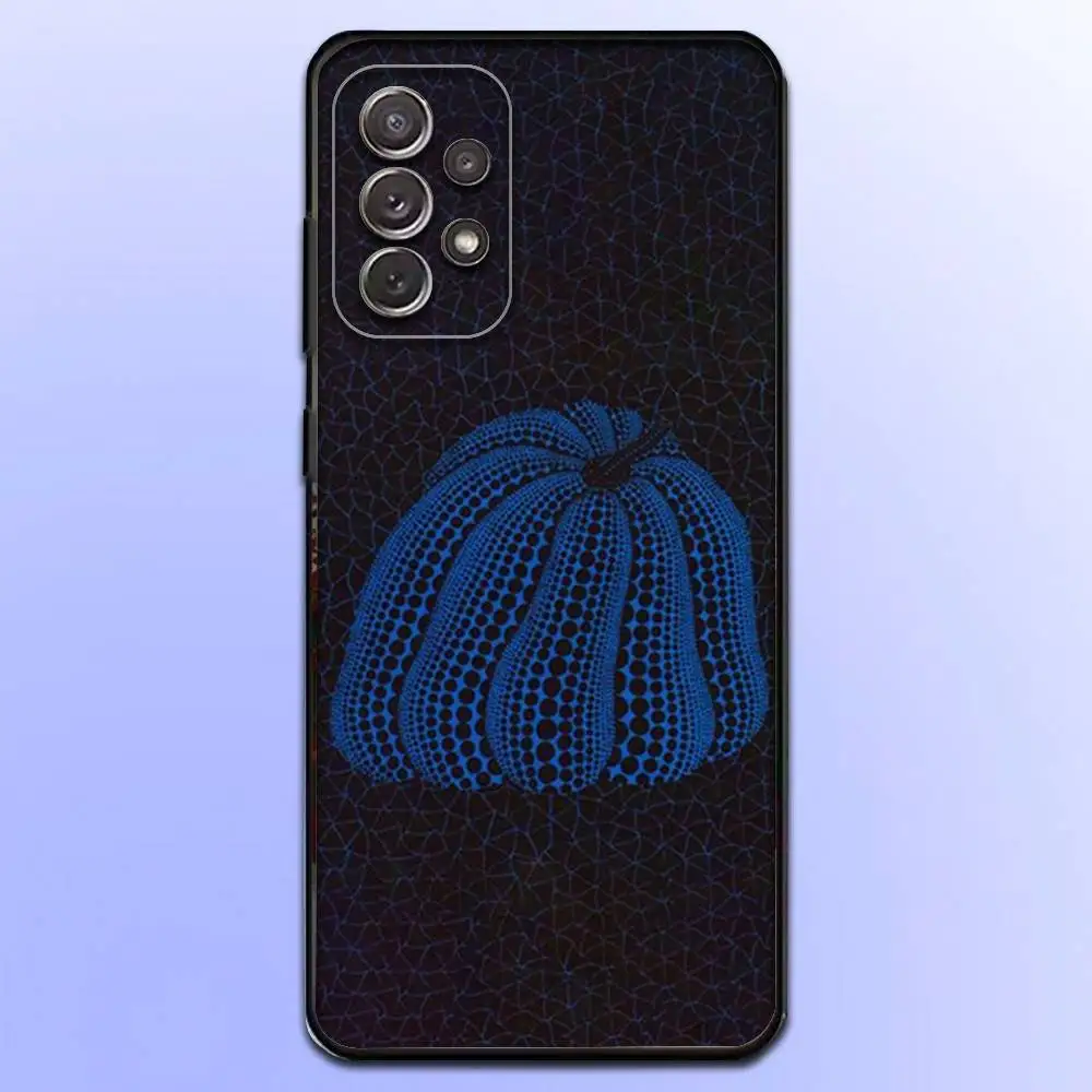 حافظة هاتف على شكل يقطين Y-Yayoi K-Kusama لهاتف سامسونج S25، S24، S21، S22، S23، S30، Ultra، S20، Plus، Fe، Lite، Note، 10,9,5G غطاء أسود