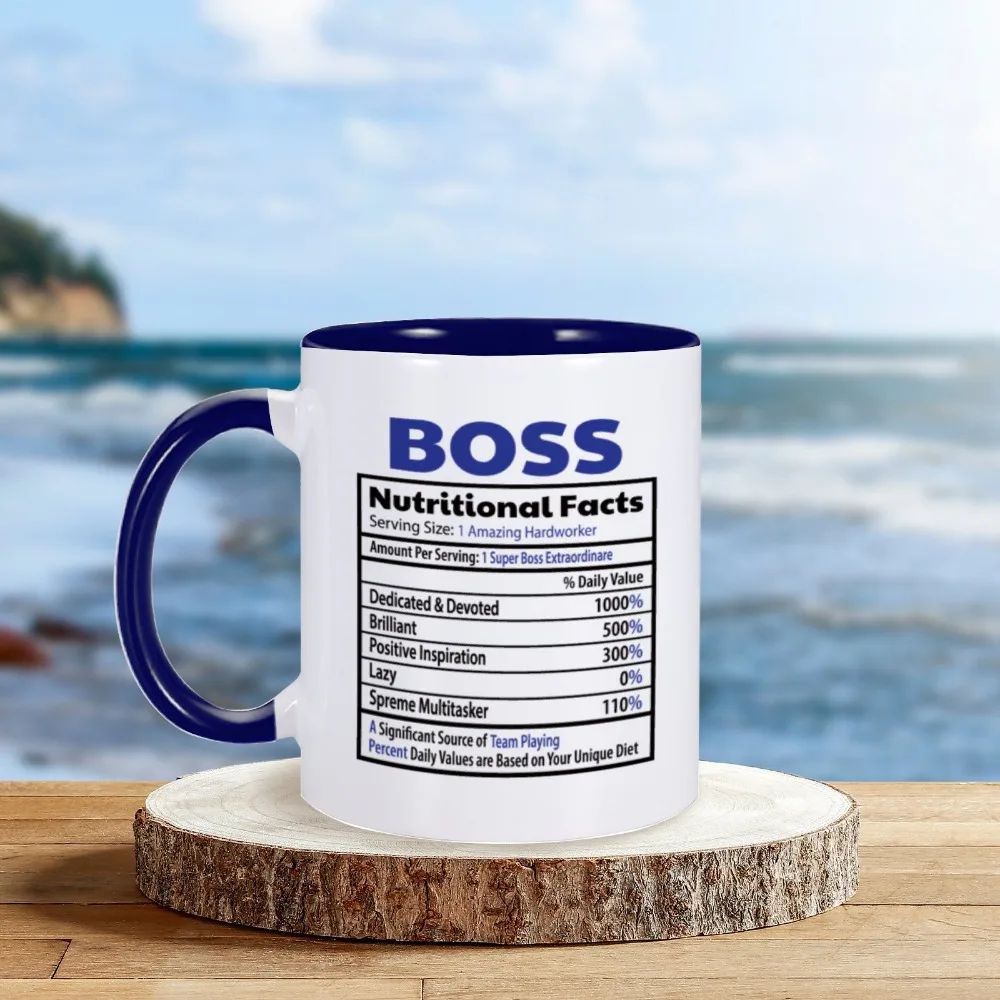 Nutritional Facts Mug Office Ceramic Coffee Cup Appreciate Gift for Leader Day World\'s Best Boss Mug Tea Mugs Birthday Souvenir