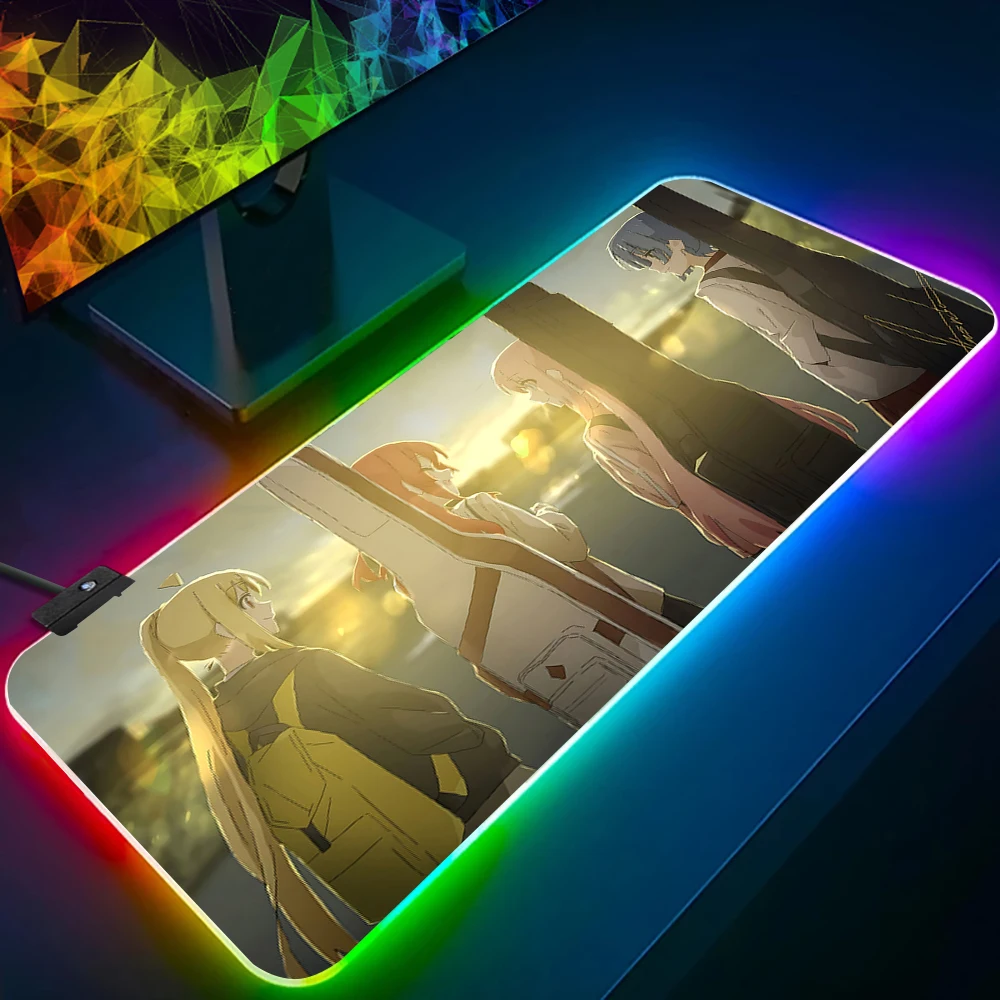 Imagem -05 - Bocchi The Rock Rgb pc Gamer Teclado Mouse Pad Mousepad Led Brilhante Mouse Pads Borracha Gaming Computer Mausepad
