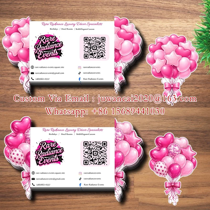 Custom Pop Up balloon Business Card with QR Code Personalized Printable Marketing Card Foldable balloon decor Business Card logo