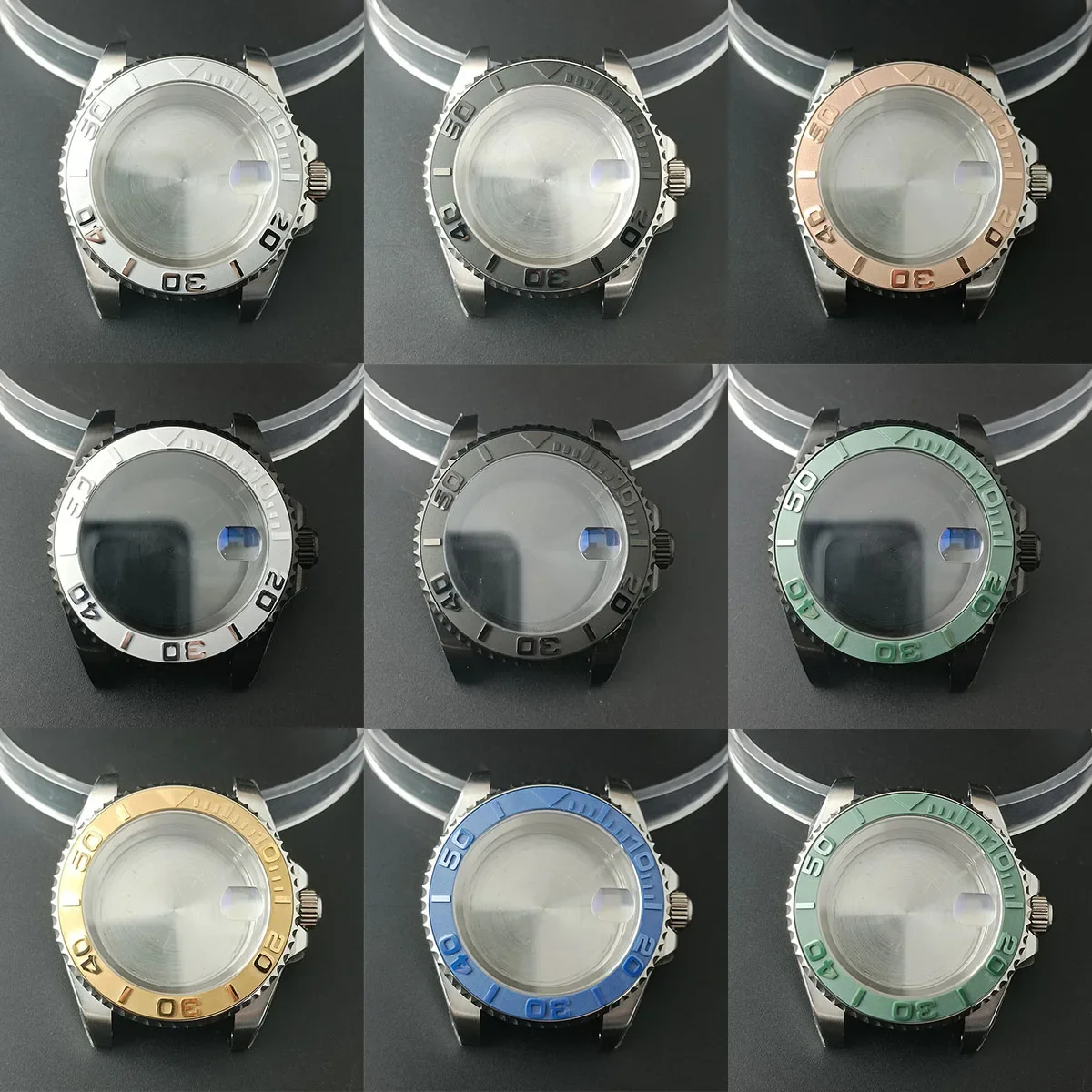 

40mm NH35 Case Stainless Steel Men's Watch Ceramic Bezel Stainless Steel Sapphire Glass Water Resistant for Yacht NH36 Movement