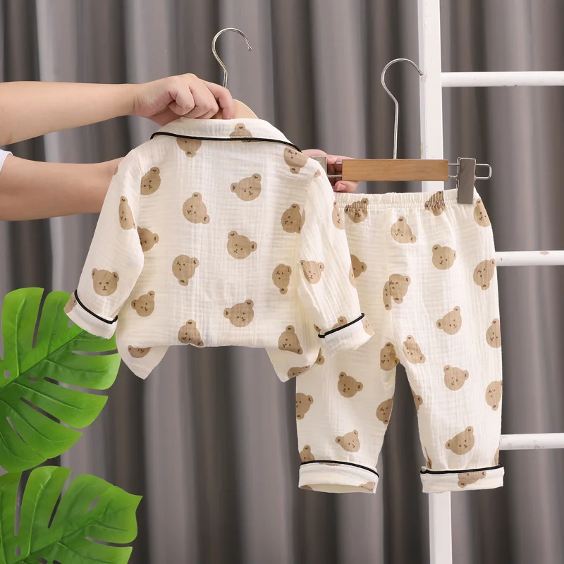 New Spring Autumn Baby Girls Clothes Children Boys Sleepwear Tops and Pants Kids Pajamas Infant Clothing Toddler Cartoon Costume
