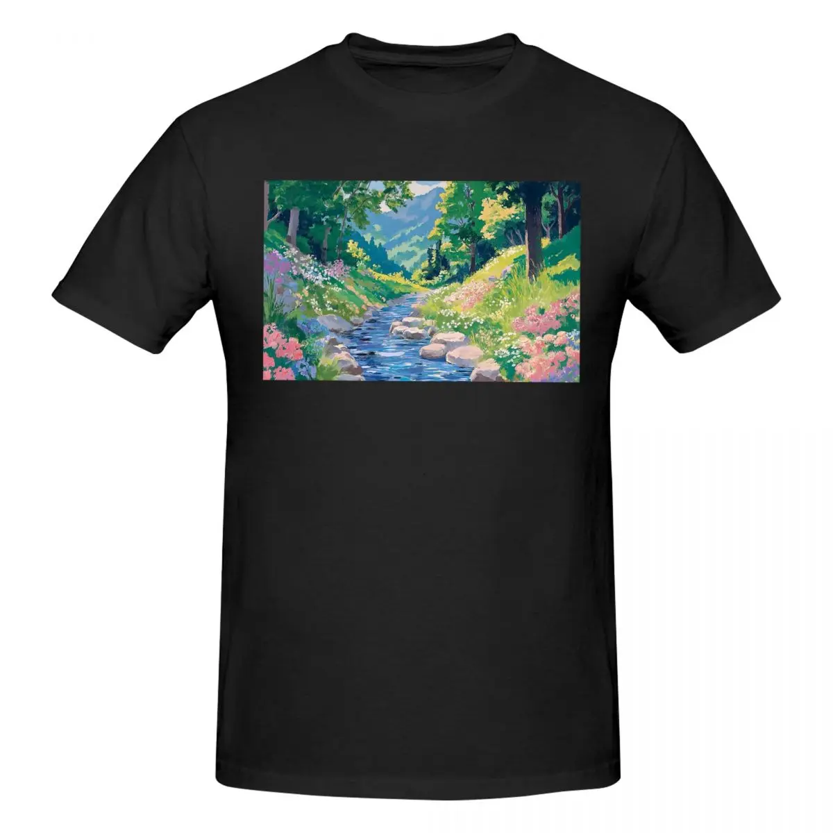 Anime 9 Studio Ghibli Makoto Shinkai Lofi Scenery Men T-Shirt Oversized T Shirts Men's Round Neck Cotton Tees Short Summer Male