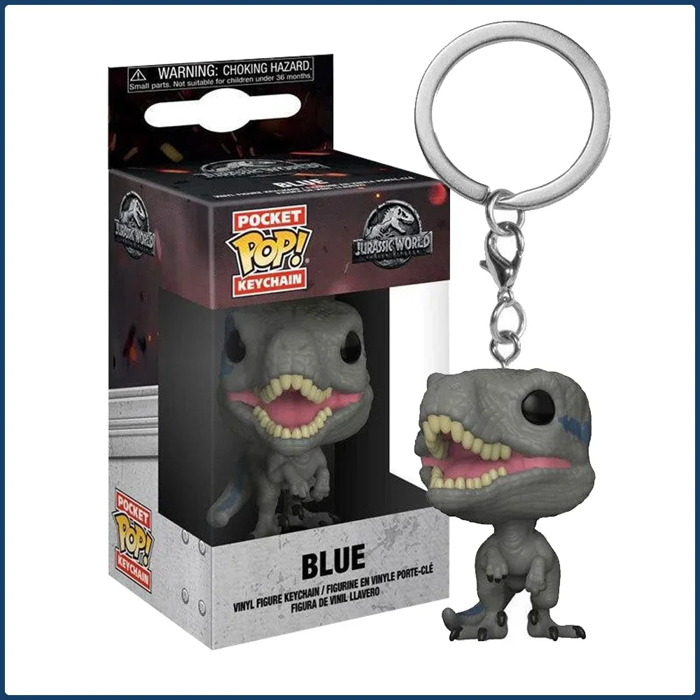 FUNKO POP llavero Jurassic Park Velociraptor azul dibujos animados tendencias de moda mochila bolsillo colgante llavero niño niña regalo de vacaciones