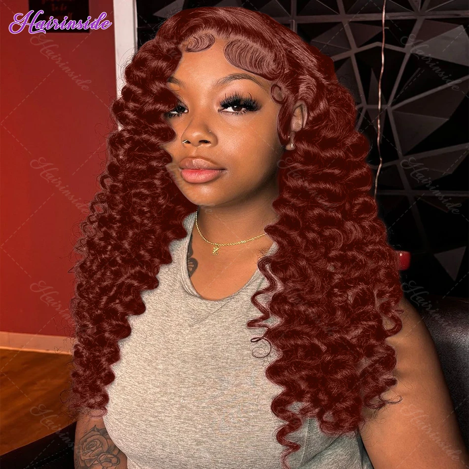 Brazilian Reddish Brown Loose Wave 13x5 Transparent Lace Front Human Hair Wigs 13x4 Lace Frontal Pre Plucked Wig 180% For Women